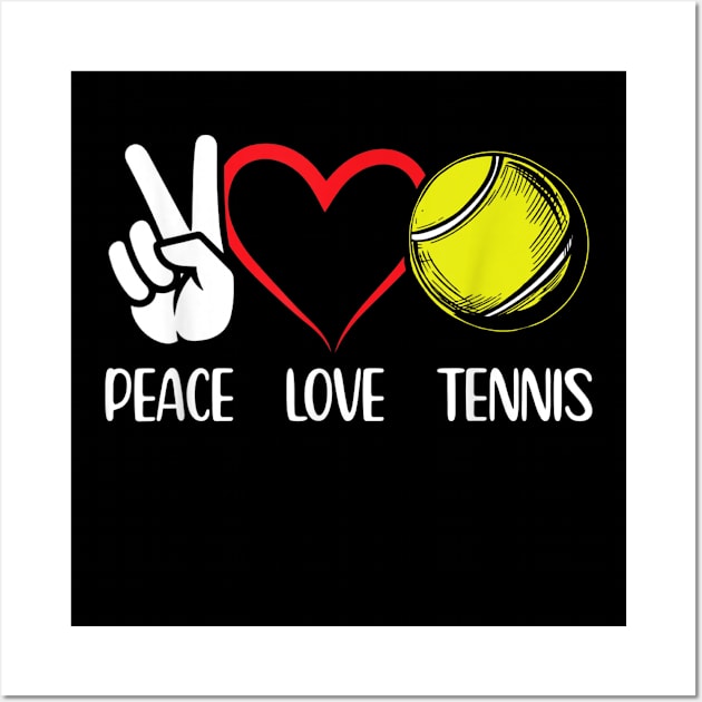 Peace Love Tennis Cute Design for men Women Teen Little Girl Wall Art by SmilArt